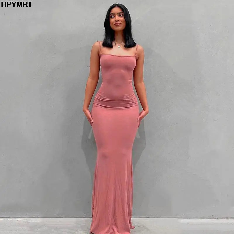 Vestido Largo de Satén sin Espalda