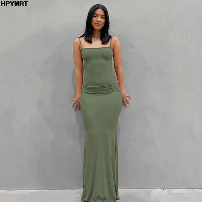Vestido Largo de Satén sin Espalda