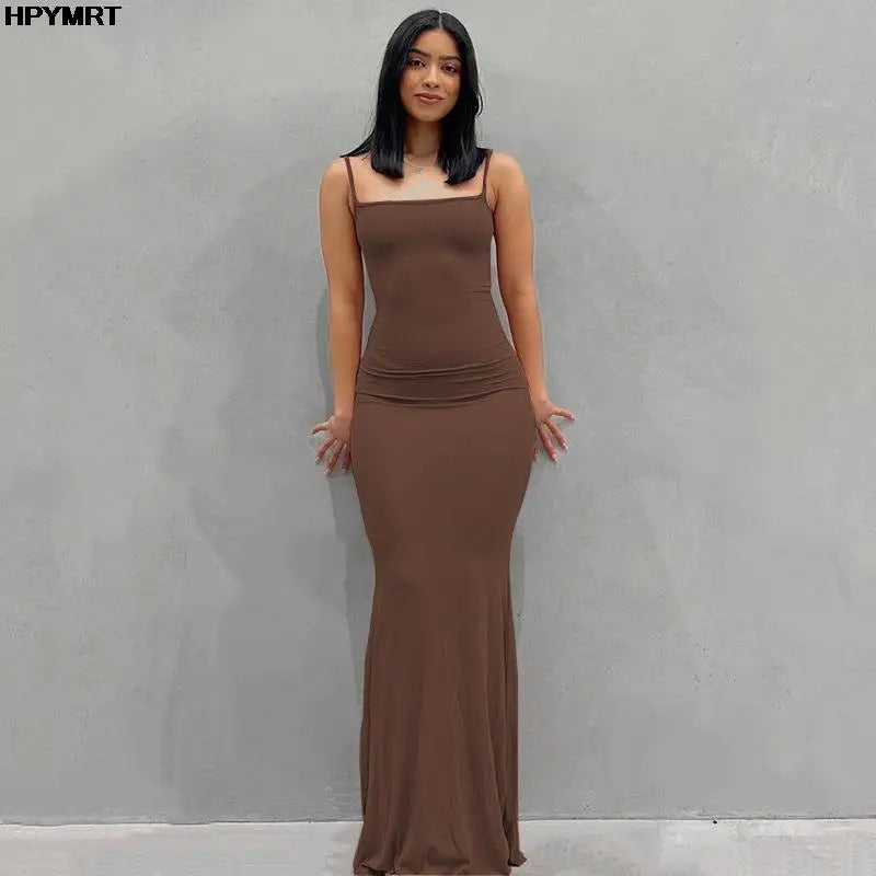 Vestido Largo de Satén sin Espalda