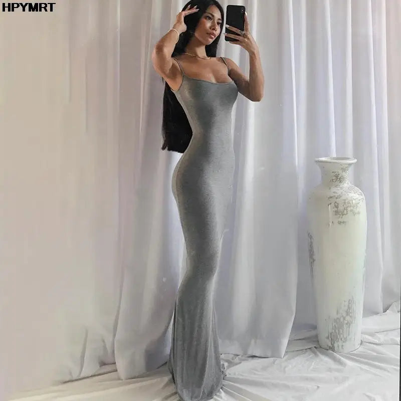 Vestido Largo de Satén sin Espalda