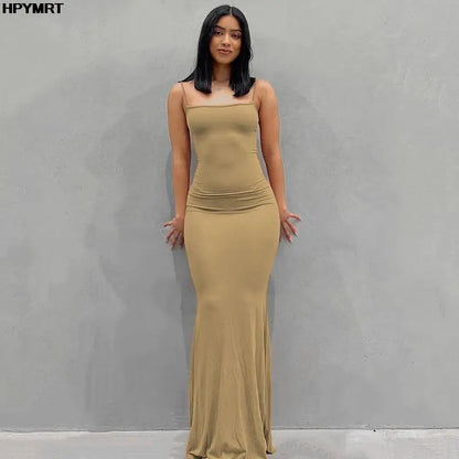 Vestido Largo de Satén sin Espalda
