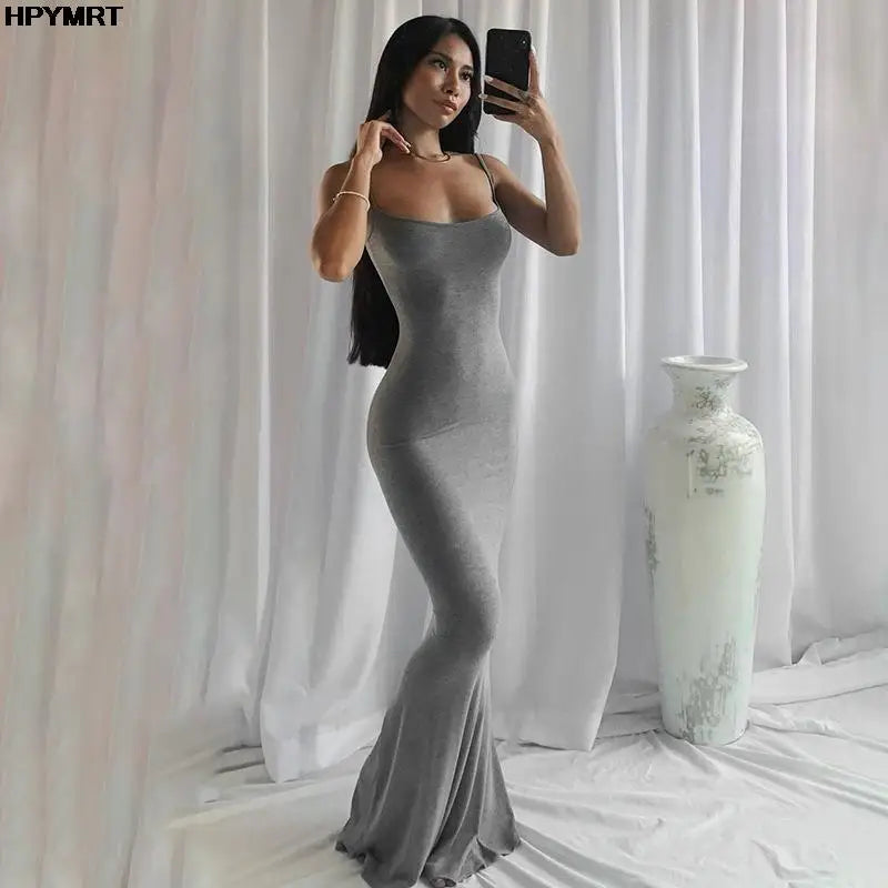 Vestido Largo de Satén sin Espalda